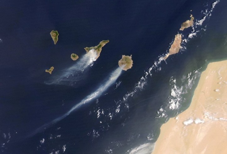 Forest fires on Canary Islands NASA Aqua 2007